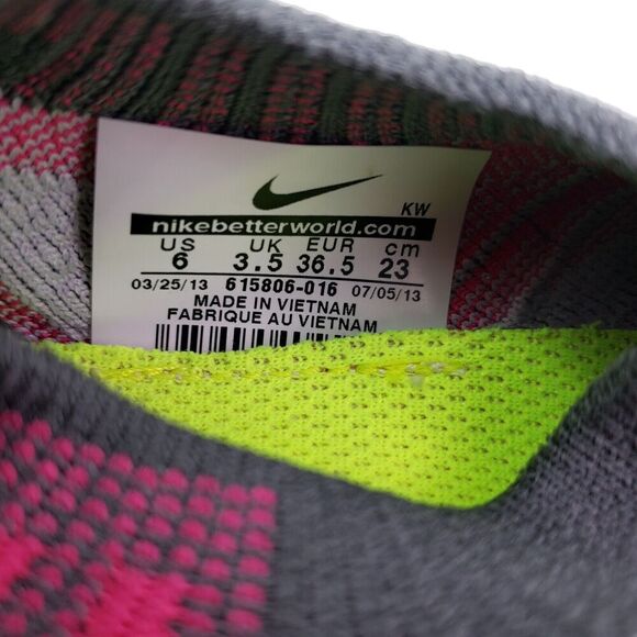 Nike Free Flyknit 5 Womens Size 6 Grey Pink Foil Running Shoes 615806 016 - Picture 13 of 13